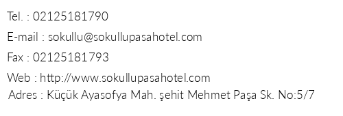 Sokullu Paa Hotel telefon numaralar, faks, e-mail, posta adresi ve iletiim bilgileri
